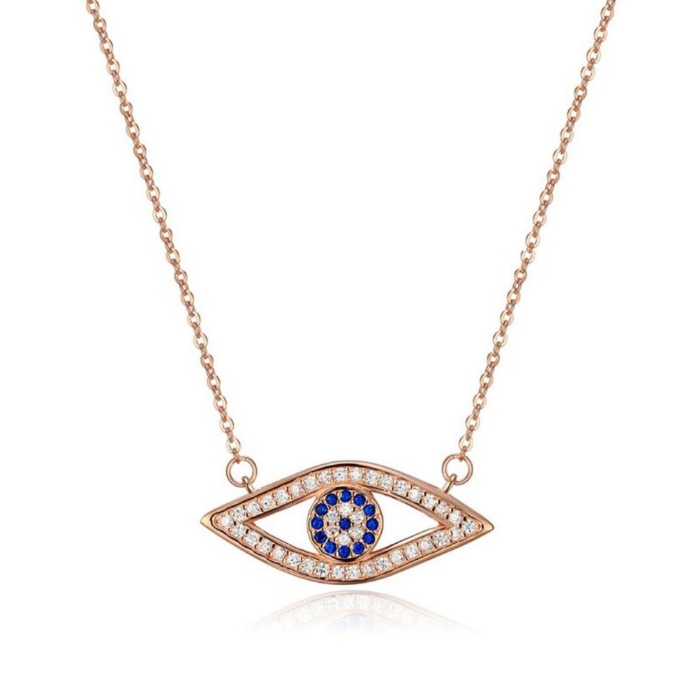 ❤️LAST ONE❤️ROSE GOLDTONE STAINLESS STEEL EVIL EYE - Picture 1 of 4